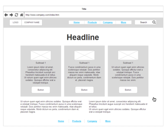 Page Layout wireframe