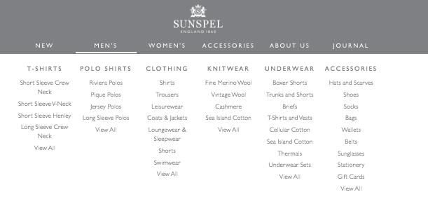 Sunspel control screengrab