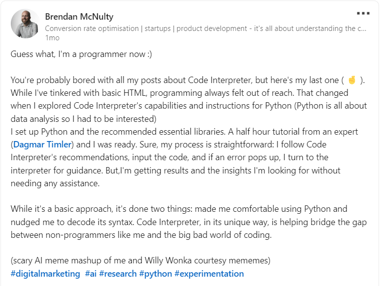 CRO using AI to learn coding
