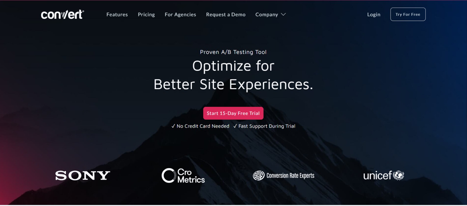 Convert experiences home page