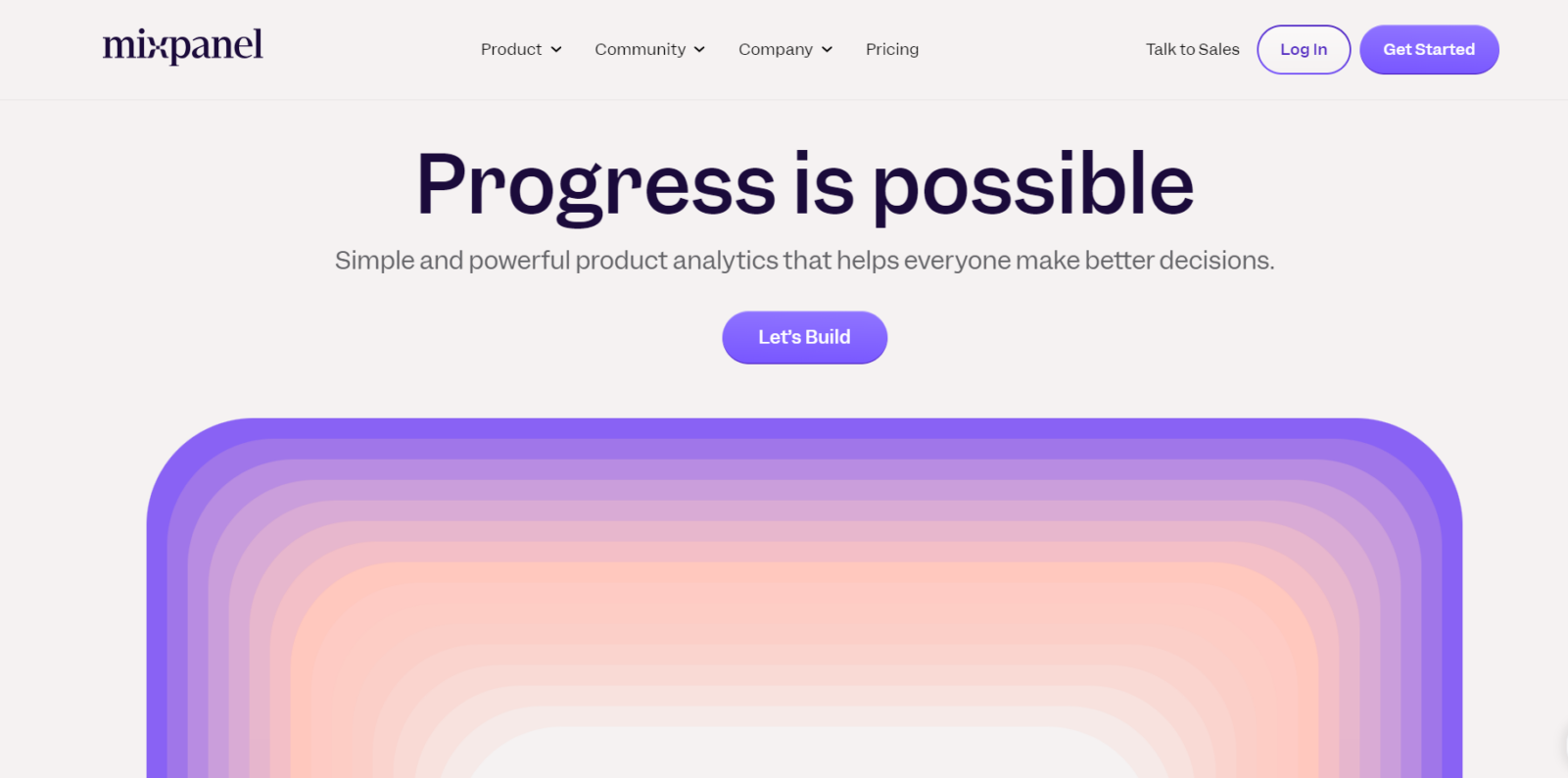 Mixpanel homepage