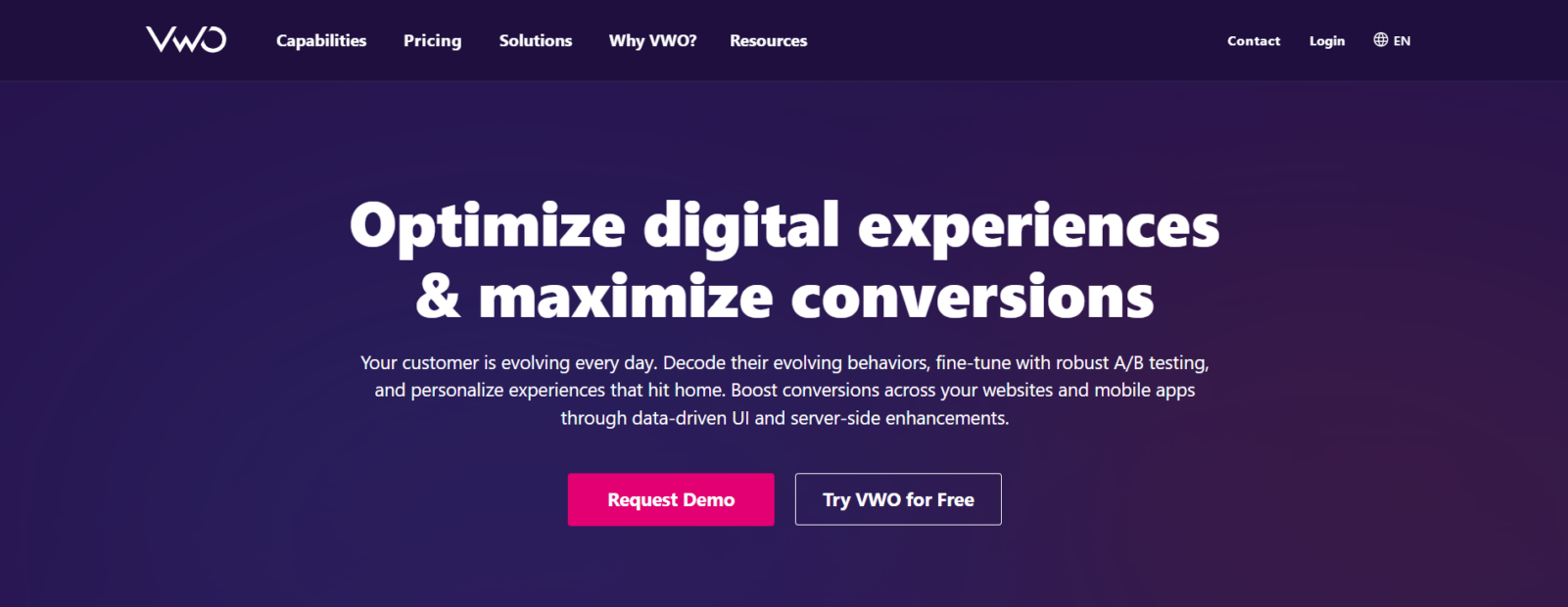 VWO homepage
