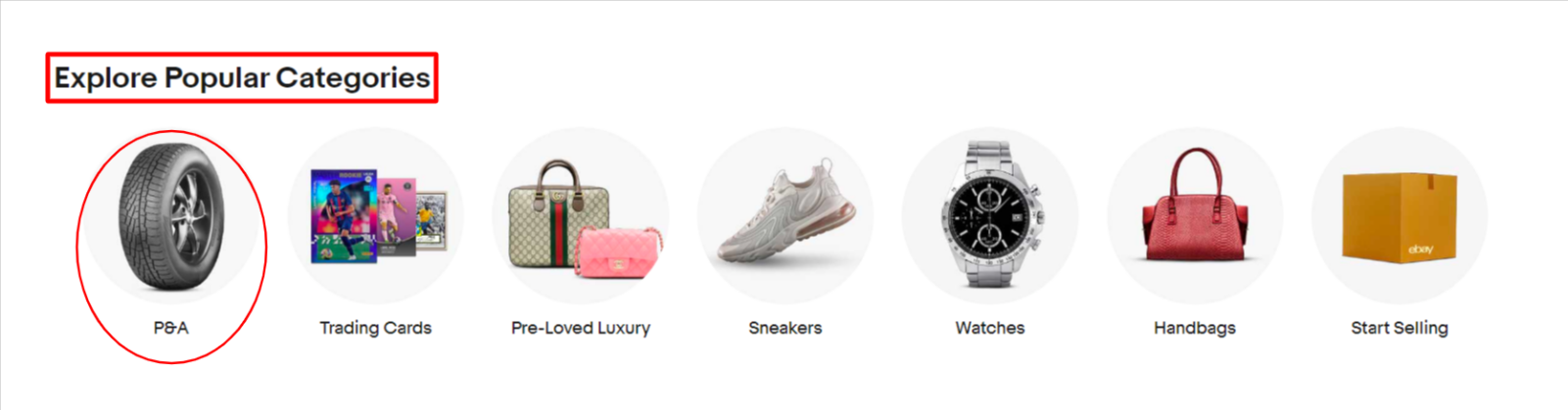 ebay category section